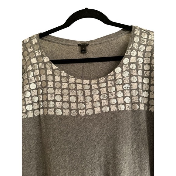 J. Crew Women's Short Sleeve Geometric Cotton Modal Pullover Tee Size S Gray - Picture 4 of 7